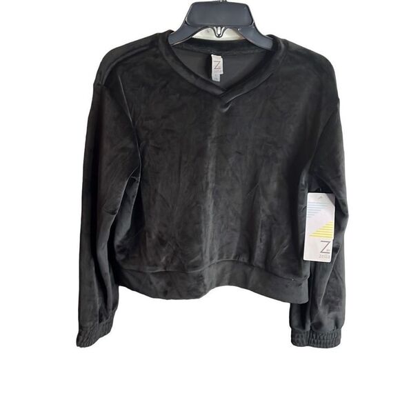 Zella Girls Black Velour Pullover Sweatshirt XS - Picture 1 of 8